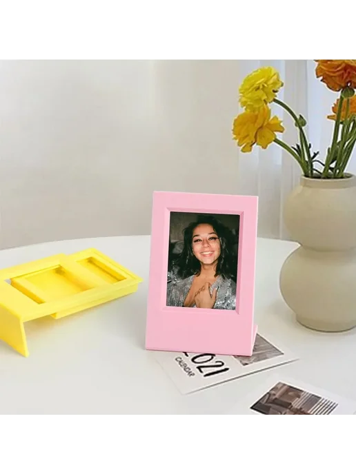 AEVYVKV Фоторамки FUJIFILM 3-дюймовые L-образные 2 шт. -Yellow-Pink, 2 шт