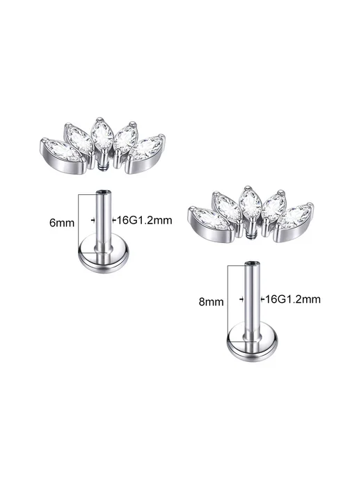 AUMEE GARDEN Титановое кольцо для пирсинга губ, 16G 1.2x6mm, A, 16 г, фото 3