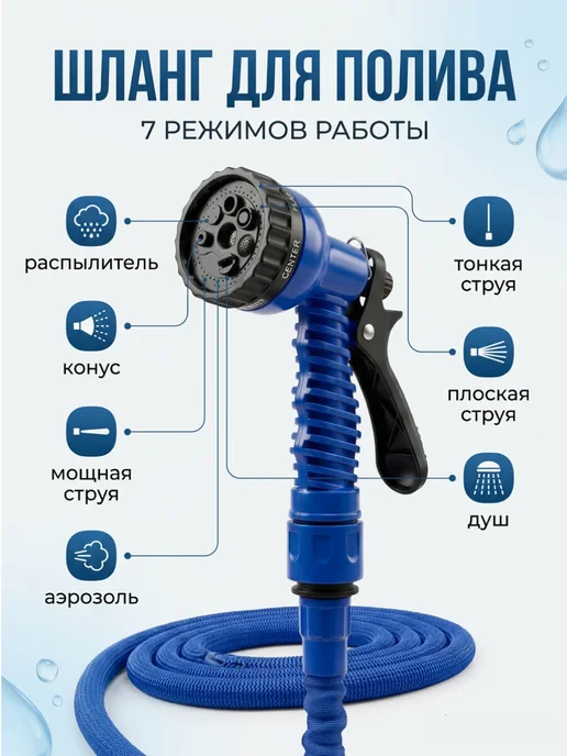 Шланг для Полива MAGIC HOSE 60м с Насадкой, 60 м, фото 3