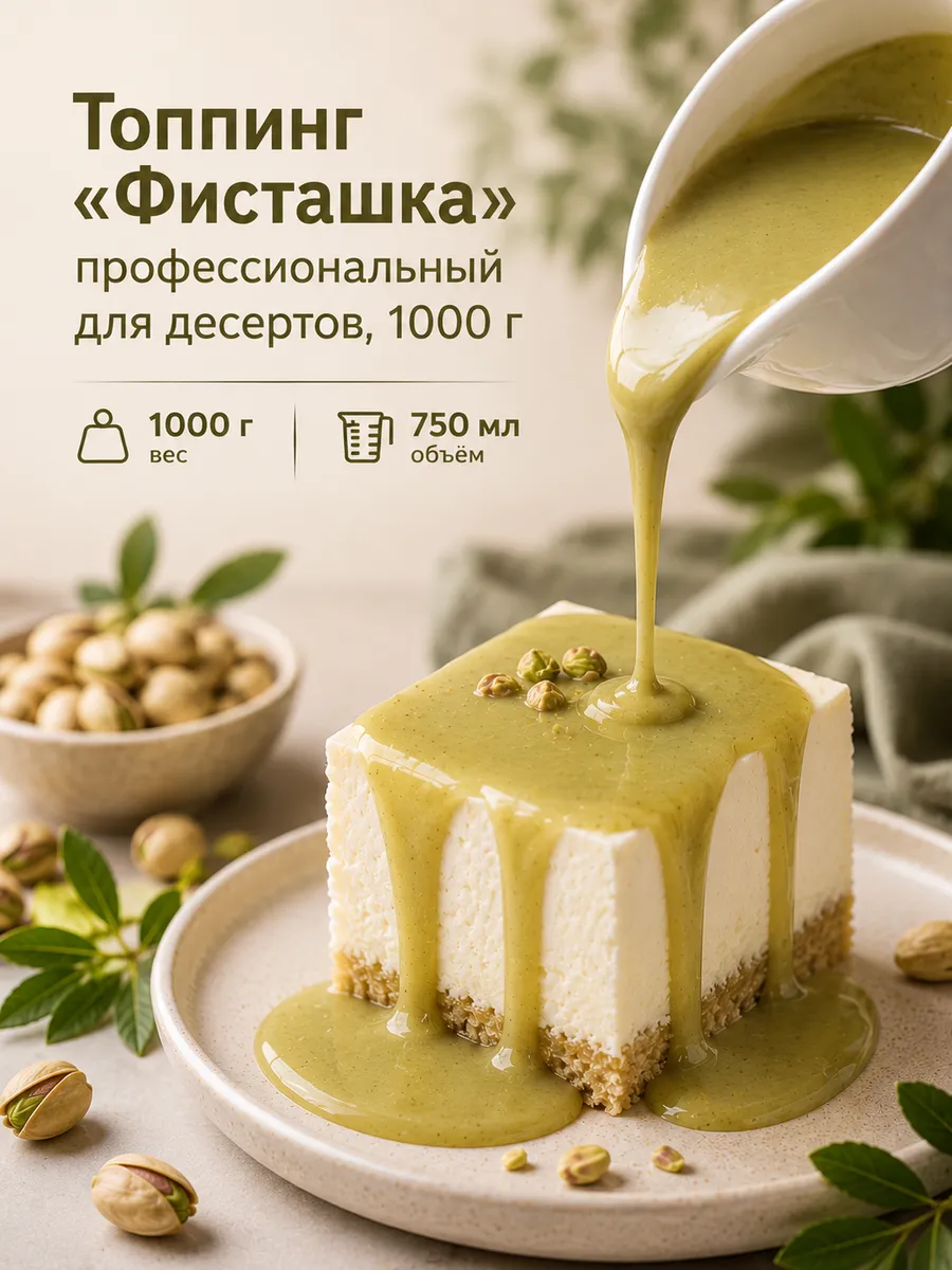 Топпинг «Фисташка» профессиональный для десертов, 1000 г