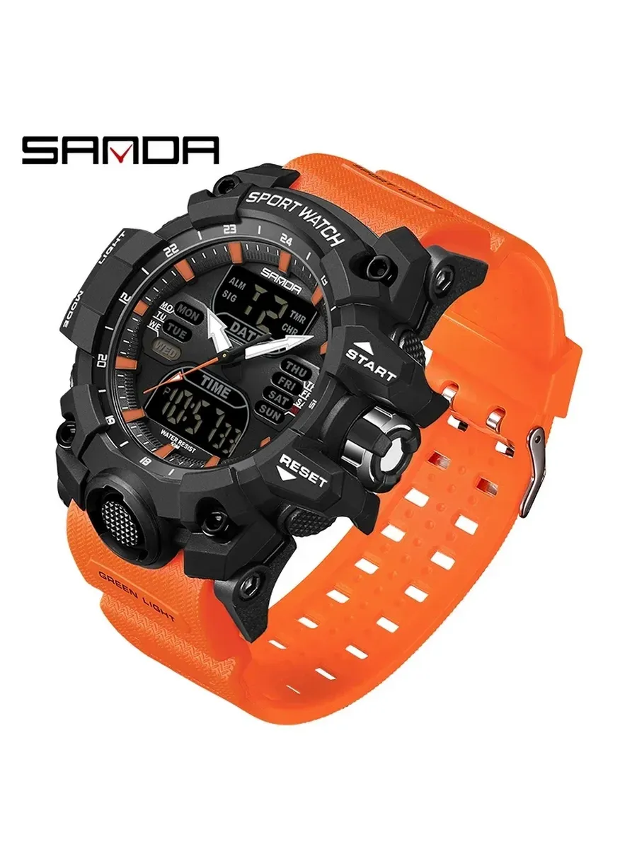 SANDA 6126 оранжевые спортивные часы Black Orange