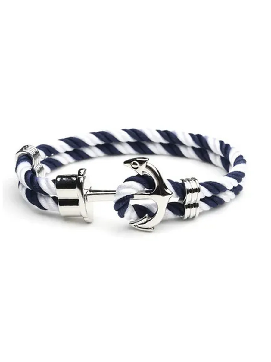 Браслет мужской Nautical якорь, 21 см, сине-белый