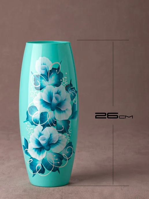Sofi Art Glass Ваза стеклянная для цветов и сухоцветов, голубой, фото 2