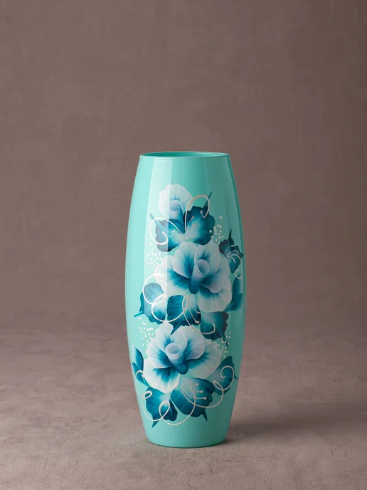 Sofi Art Glass Ваза стеклянная для цветов и сухоцветов, голубой, фото 6