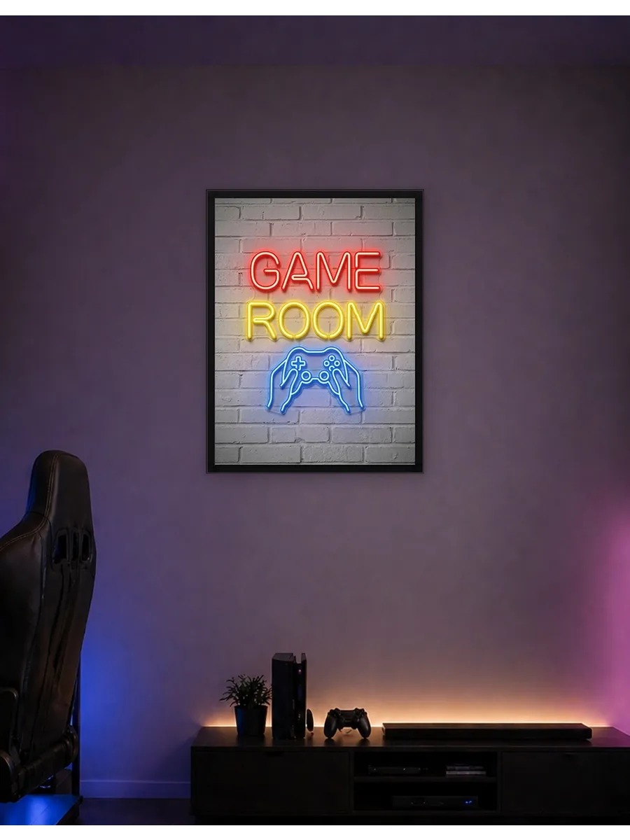 Плакат Неоновая вывеска игровой комнаты 2 30x40