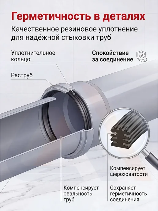 VALFEX Труба канализационная 110 мм, 1.5 м, внутренняя, 2 шт, 1,5 м, 2 шт, фото 4