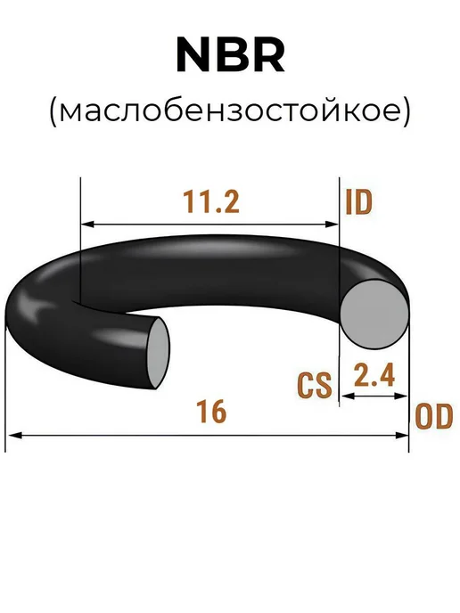 Кольцо уплотнительное 11.2x16x2.4 NBR70 МБС 2 шт, 2 шт, фото 2