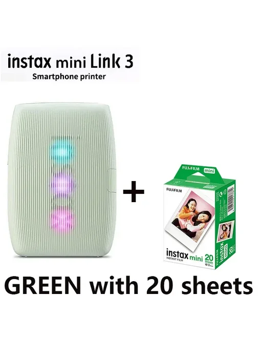 FUJIFILM Instax Mini Link 3, розовый, 40 листов, зеленый
