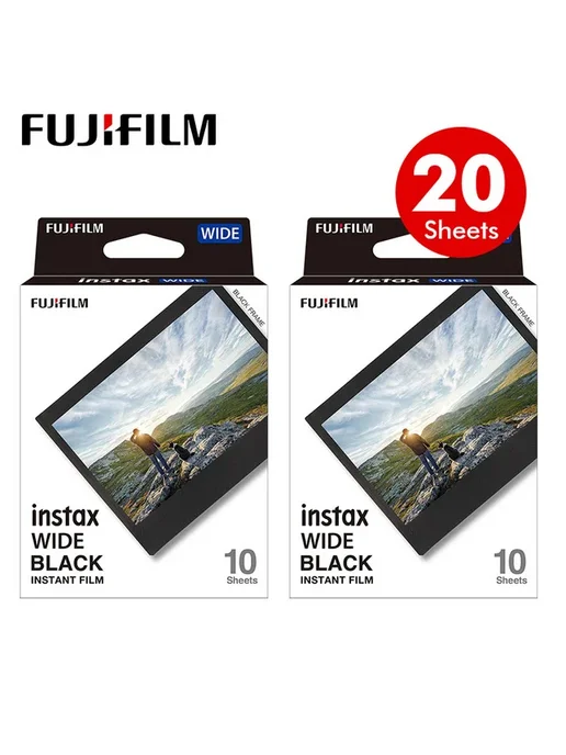 FUJIFILM Фотобумага Instax Wide Black, 20 листов, черный