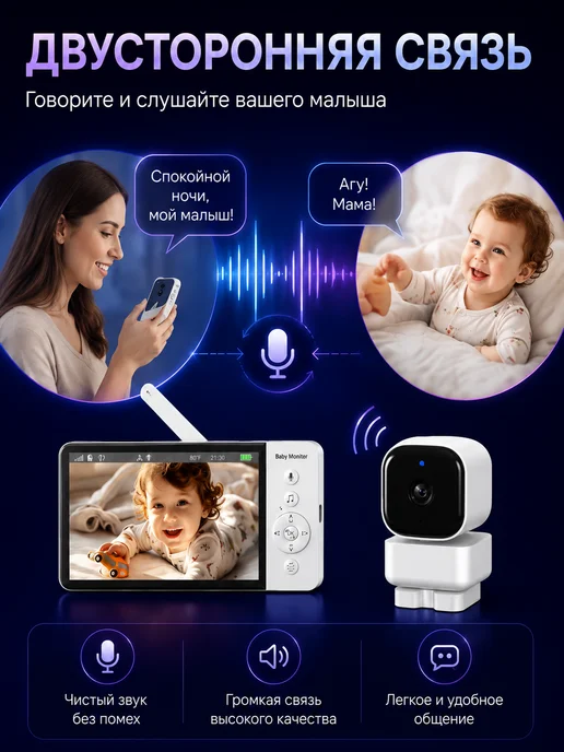 HISMAHO Видеоняня с поворотной камерой и микрофоном, вариант