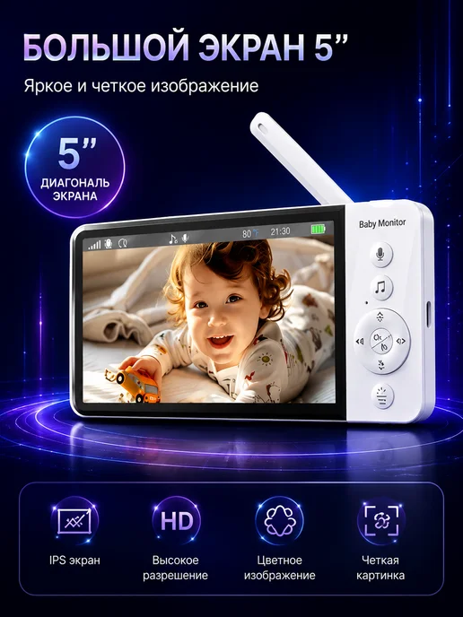 HISMAHO Видеоняня с поворотной камерой и микрофоном, вариант, фото 3