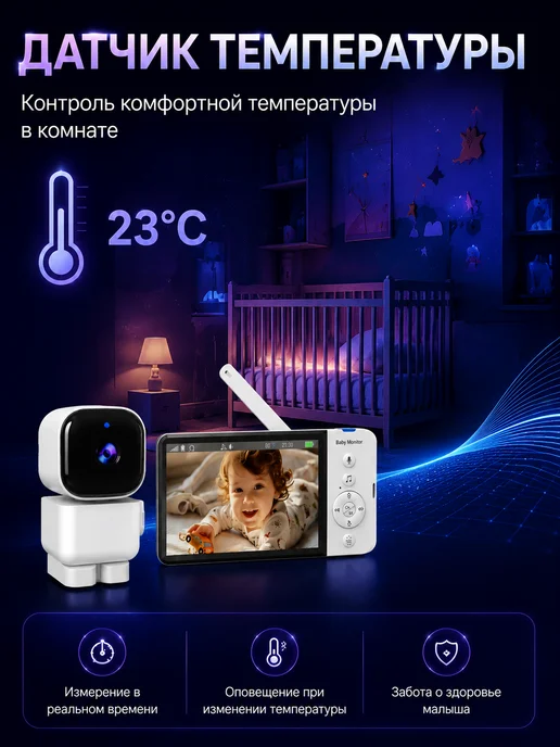 HISMAHO Видеоняня с поворотной камерой и микрофоном, вариант, фото 5