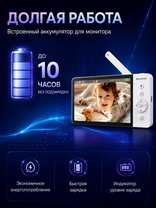HISMAHO Видеоняня с поворотной камерой и микрофоном, вариант, фото 6