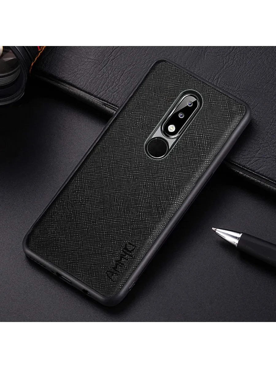 Черный чехол для Nokia 4.2 из искусственной кожи