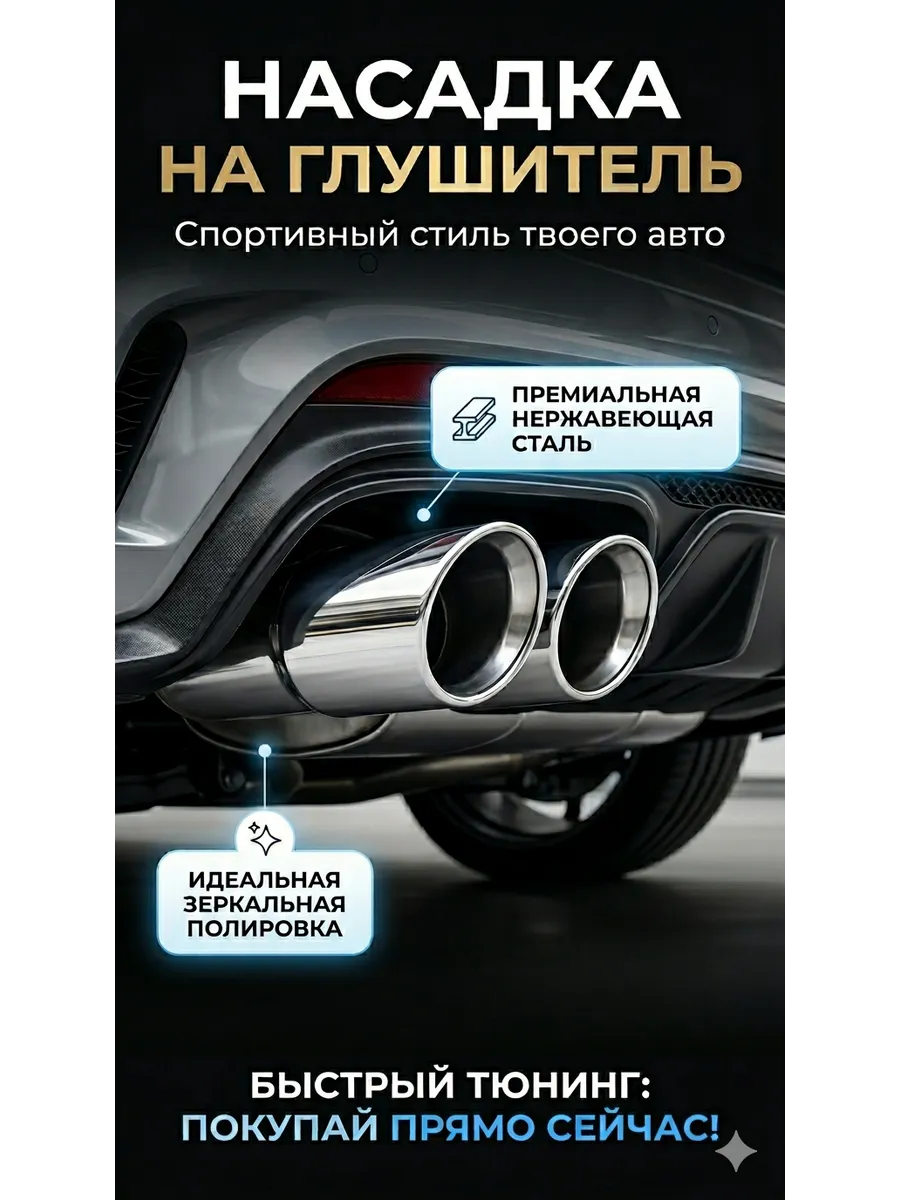Насадка на глушитель автомобиля двойная