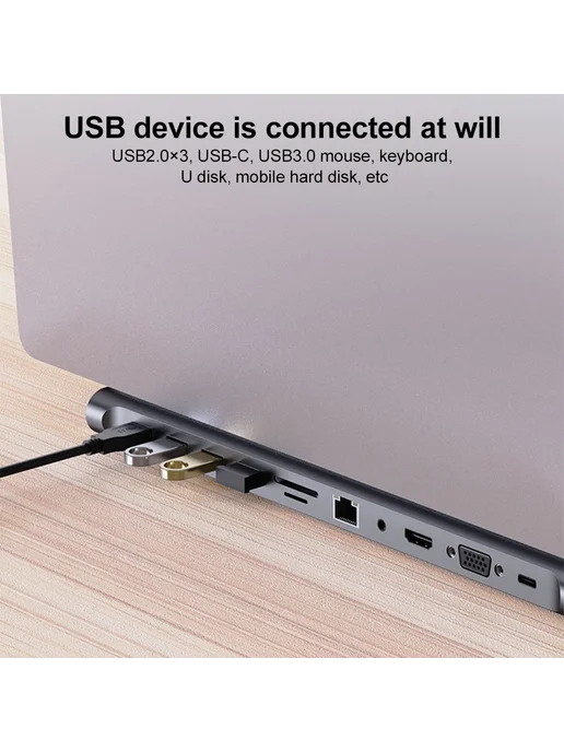 Shunmaii Док-станция USB C 11 в 1, серый, фото 5