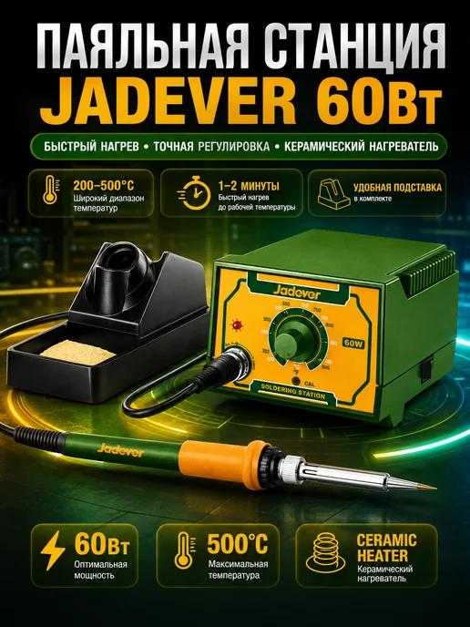 JADEVER Паяльная станция JDEL7506 60Вт, 200–500°C, 60 Вт