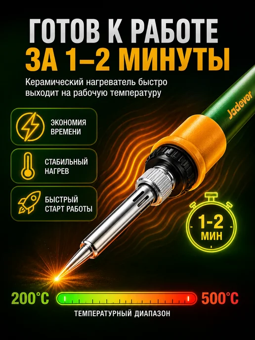 JADEVER Паяльная станция JDEL7506 60Вт, 200–500°C, 60 Вт, фото 2