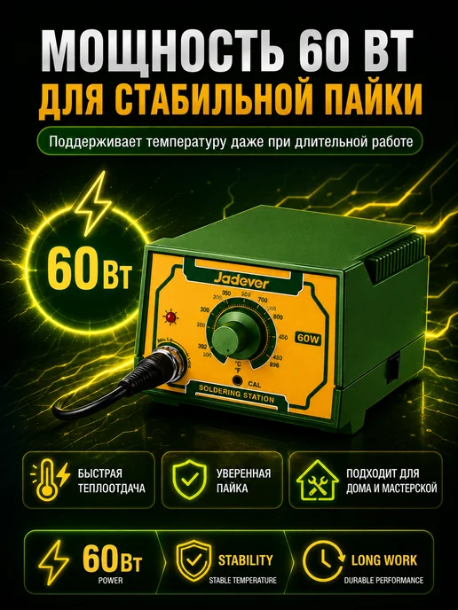 JADEVER Паяльная станция JDEL7506 60Вт, 200–500°C, 60 Вт, фото 4