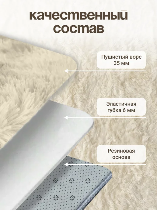 Lanima di casa Коврик пушистый 50х80 для ванной и туалета, 50x80, фото 6