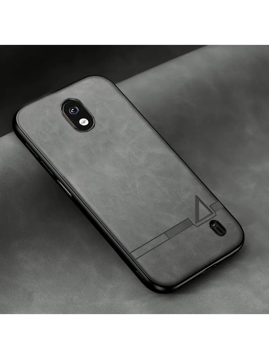 Черный кожаный чехол для Nokia 1 Plus