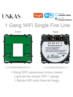 UNKAS сенсорные Wi-Fi выключатели 1G Wifi Single Fire