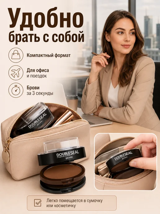 штамп для бровей с трафаретом коричневый, коричневый, фото 2