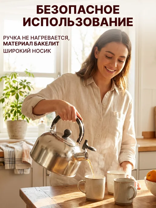 GT Чайник со свистком для плиты 1.5 л нержавейка, 1,5 л, фото 7