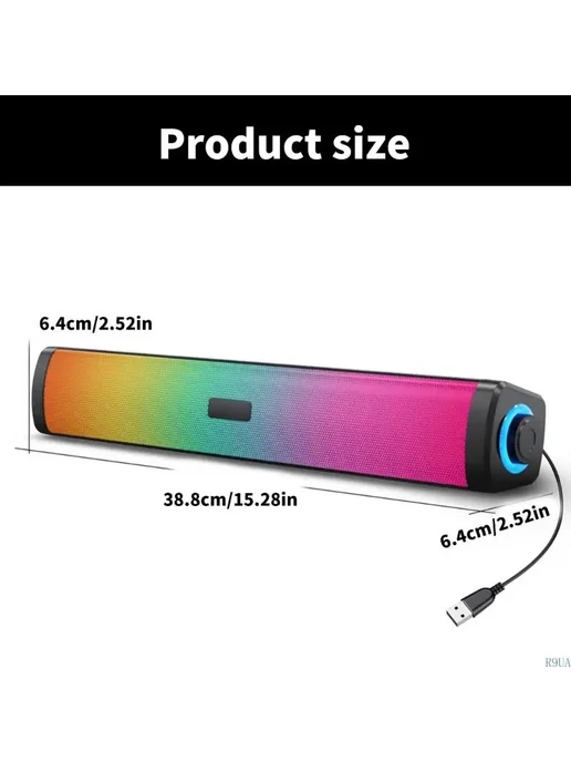 Нет бренда R9UA RGB Gaming Soundbar, вариант, фото 6