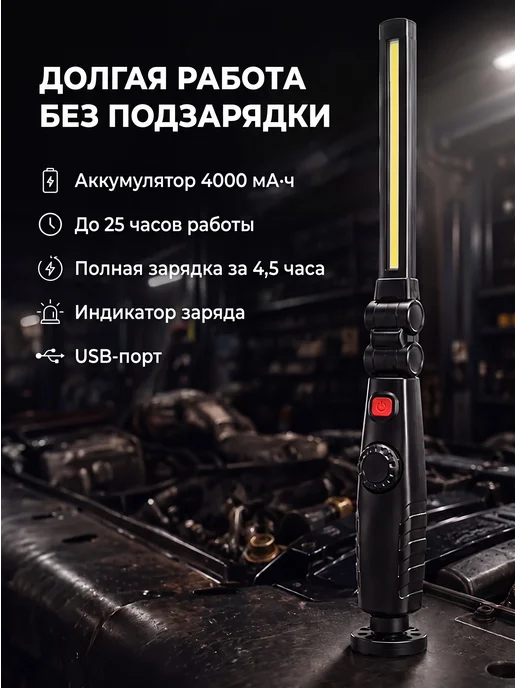 MWORKS Фонарь складной магнитный 360° с диммером 600 Лм, вариант, фото 5