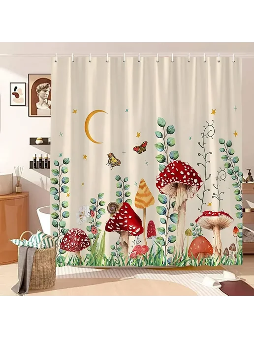 Нет бренда Ретро занавеска для душа с бабочками Boho W140XH180cm, zy-25, вариант, фото 3