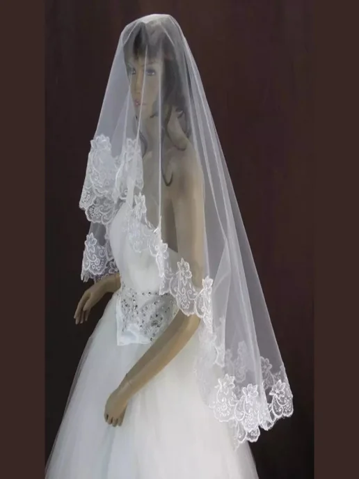 Фата для невесты из однослойного кружева, 1,5 м, 1,5 м, фото 4
