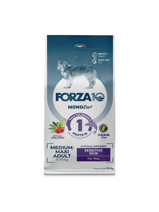 Сухой корм Forza10 Monodiet для собак, крупные, средние, рыба, 10 кг