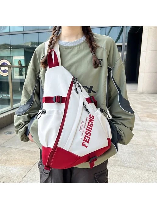 Нет бренда Рюкзак на одно плечо Techwear Стиль red, красный, фото 2
