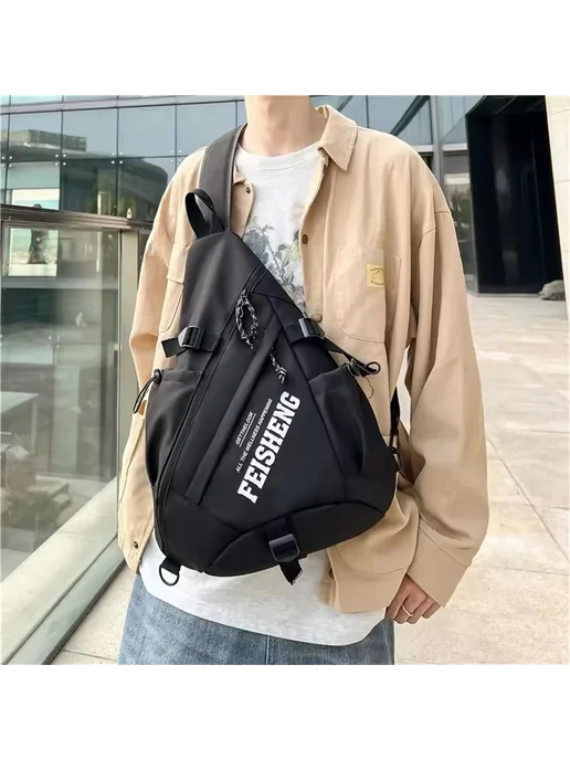 Нет бренда Рюкзак на одно плечо Techwear Стиль red, красный, фото 6