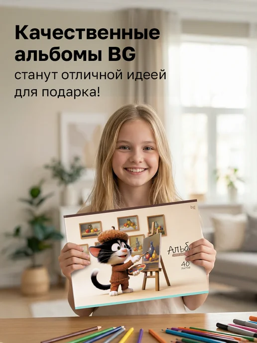 BG Альбом для рисования А4 отрывная склейка 40 листов, зеленый, фото 5