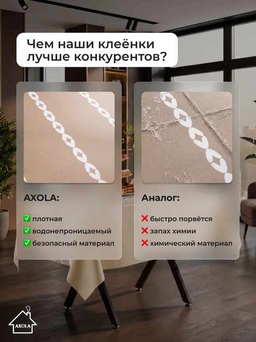 Axola Скатерть на стол клеенка водоотталкивающая 100х140 см, 100x140 см, фото 6