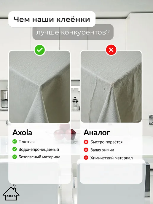 Axola Скатерть на стол клеенка водоотталкивающая 120х140 см, 120x140 см, фото 7