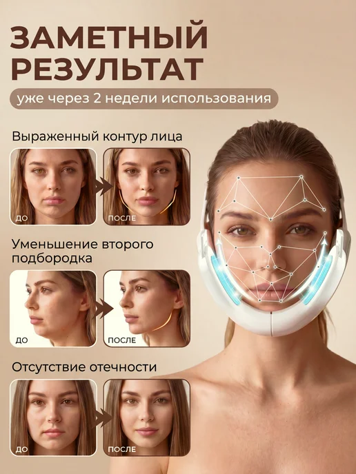 Market Rocket TECHNO Микротоковый массажер для лица и подбородка, белый, фото 5