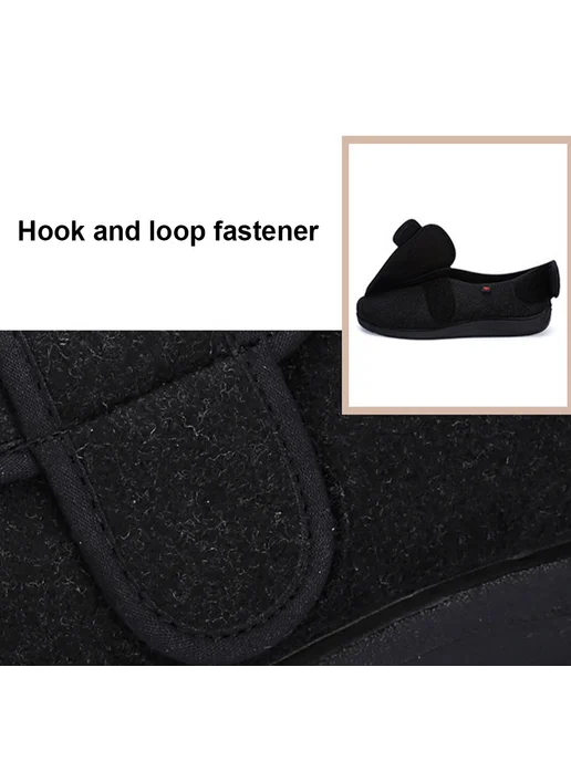 Мужские женские диабетические кроссовки Hook&Loop неск slipp, черный, фото 7