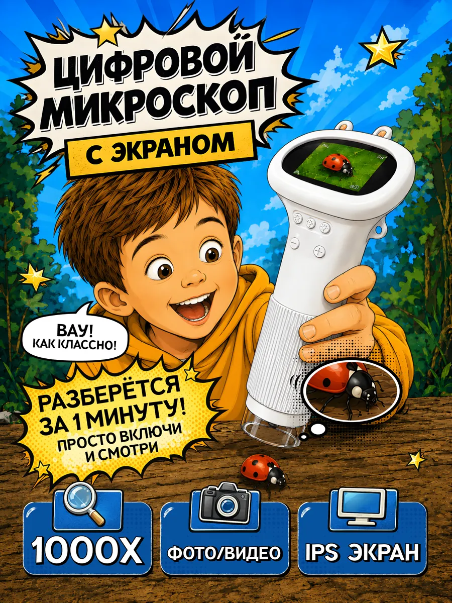 Микроскоп детский карманный цифровой