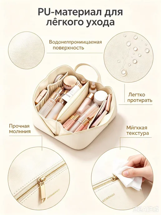 Косметичка большая дорожная органайзер, белый, фото 2