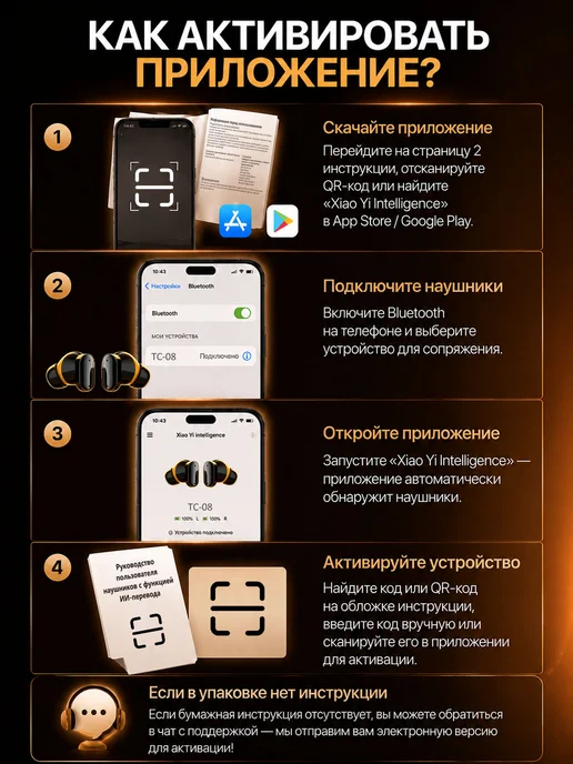 TikChic Наушники беспроводные блютуз для андроид с переводчиком, черный, фото 7