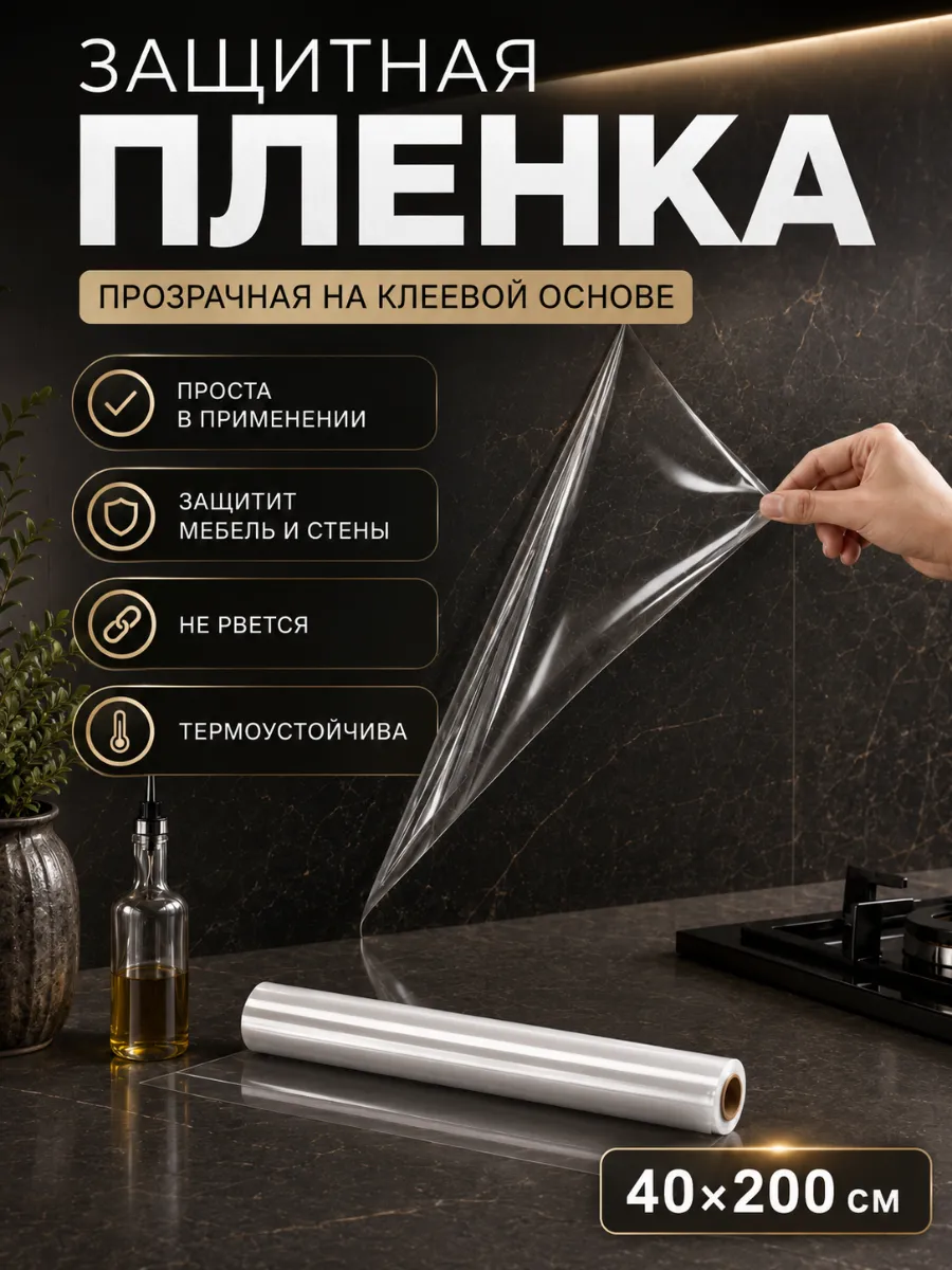 Защитная самоклеящаяся пленка для мебели прозрачная