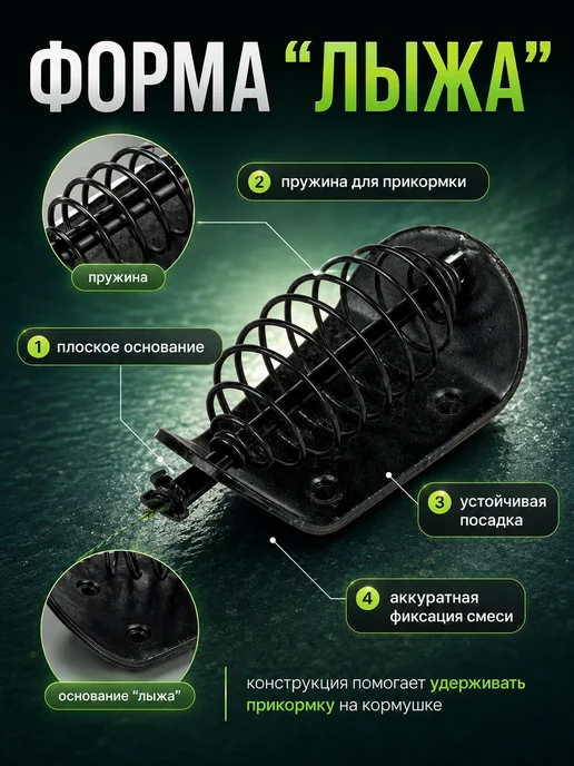 Клюёт_174 Оснащённая фидерная кормушка "Лыжа" 2шт. 50-60г, 2 шт, 60 г, фото 2