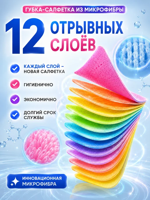 Отрывная салфетка из микрофибры для кухни и дома, голубой, фото 3