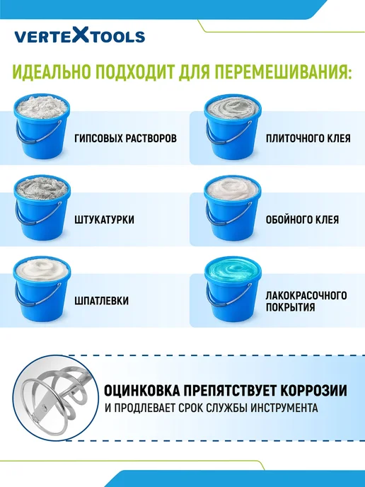 Строительная насадка миксер 80 мм для смешивания растворов, вариант, фото 3