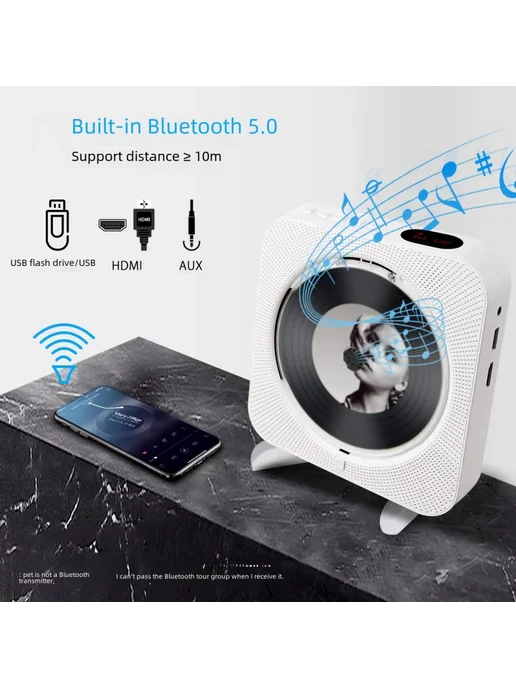 Нет бренда Портативный Bluetooth-динамик KC606 Красный, DVD white, розовый, фото 4