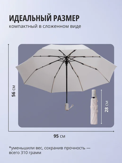 Под зонтом Зонт автомат антиветер 8 спиц, белый, фото 2