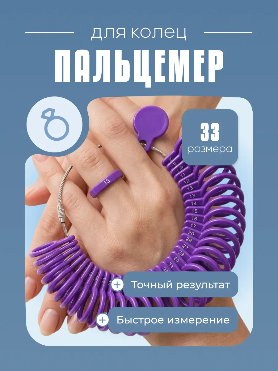 Пальцемер для колец, набор, 33 размера
